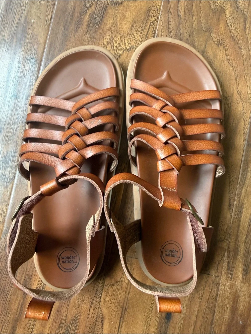 wonder nation Brown Braided Strappy Sandals